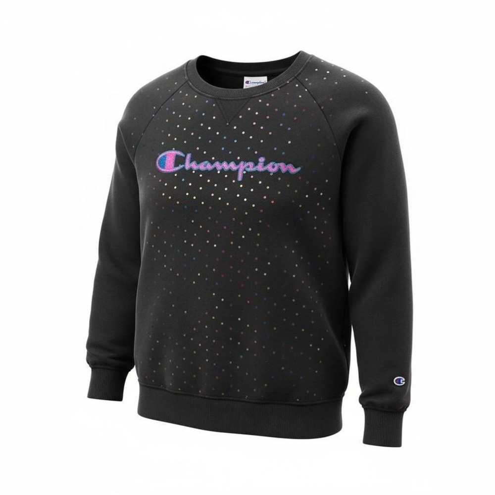 New Girls Champion Crewneck Sweatshirt with Metallic Dots Size Youth Large